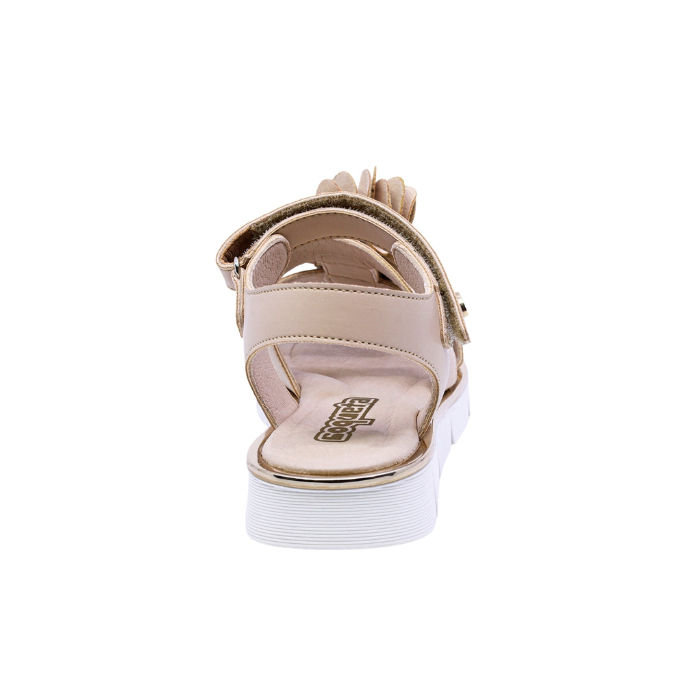 SANDALIA COQUETA PARA NIÑA COLOR BEIGE DE SINTÉTICO DUNA CON TIRA DE CONTACTO