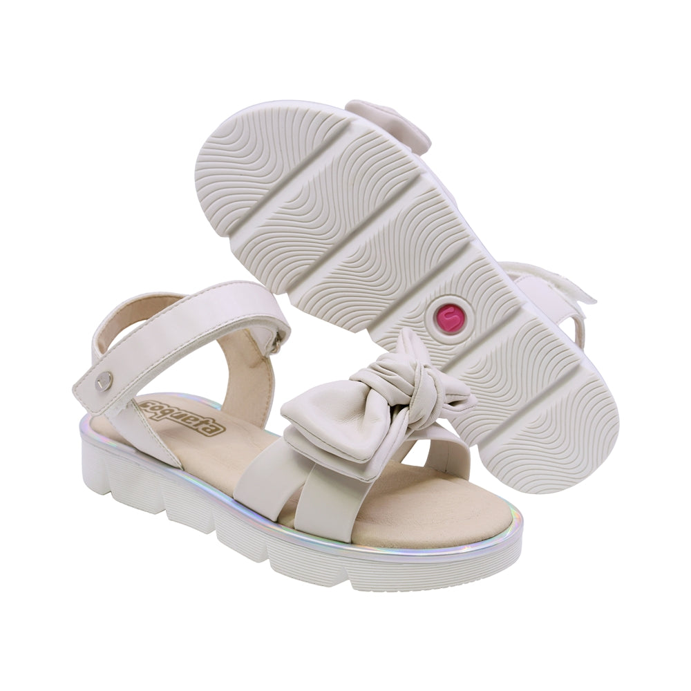 SANDALIA COQUETA PARA NIÑA COLOR BEIGE DE SINTÉTICO DUNA CON TIRA DE CONTACTO