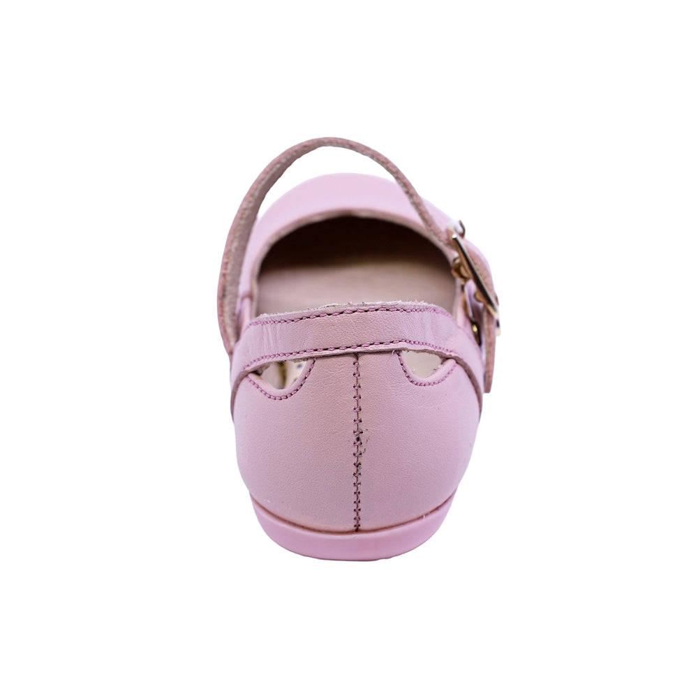 BALERINA COQUETA PARA NIÑA COLOR ROSA DE PIEL ELISA CON HEBILLA
