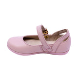 BALERINA COQUETA PARA NIÑA COLOR ROSA DE PIEL ELISA CON HEBILLA