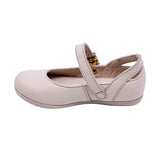 BALERINA COQUETA PARA NIÑA COLOR BEIGE DE PIEL ELISA CON HEBILLA