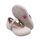BALERINA COQUETA PARA NIÑA COLOR BEIGE DE PIEL ELISA CON HEBILLA