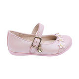 BALERINA COQUETA PARA NIÑA COLOR ROSA DE PIEL ELISA CON HEBILLA