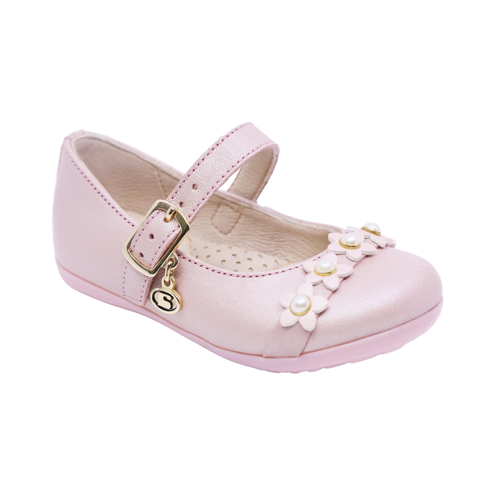 BALERINA COQUETA PARA NIÑA COLOR ROSA DE PIEL ELISA CON HEBILLA
