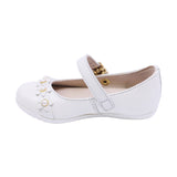 BALERINA COQUETA PARA NIÑA COLOR PERLA DE PIEL ELISA CON HEBILLA