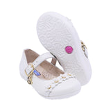 BALERINA COQUETA PARA NIÑA COLOR PERLA DE PIEL ELISA CON HEBILLA