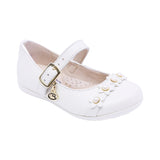 BALERINA COQUETA PARA NIÑA COLOR PERLA DE PIEL ELISA CON HEBILLA