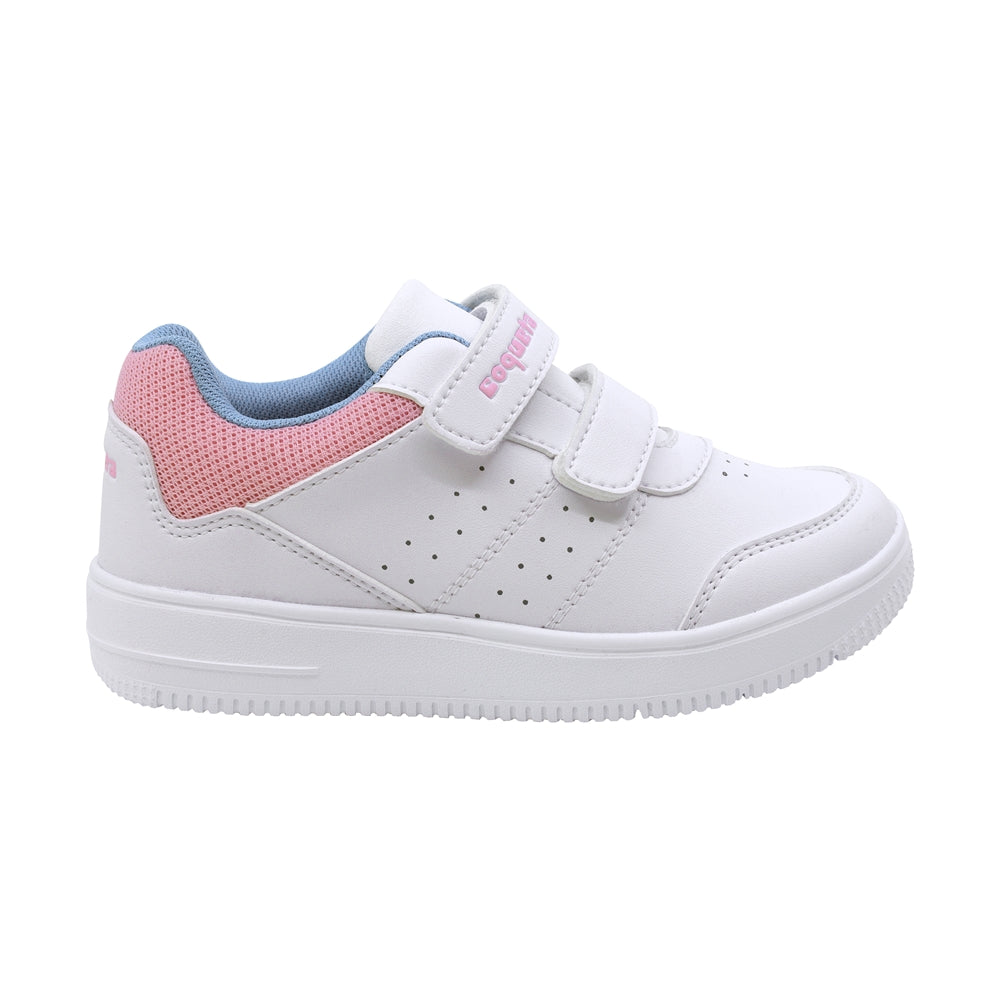 TENIS COQUETA PARA NIÑA DE SINTÉTICO COLOR BLANCO AF1 CON DETALLES ROSA Y AZUL