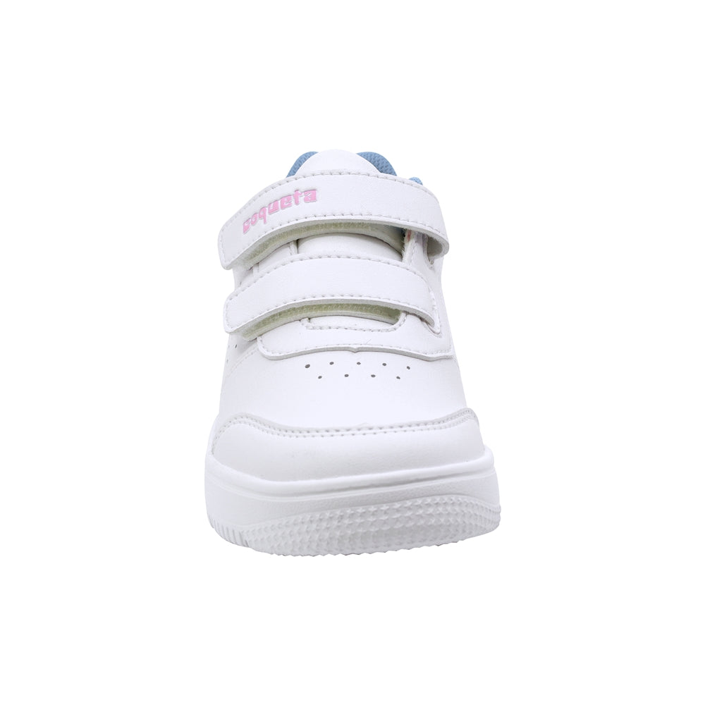 TENIS COQUETA PARA NIÑA DE SINTÉTICO COLOR BLANCO AF1 CON DETALLES ROSA Y AZUL