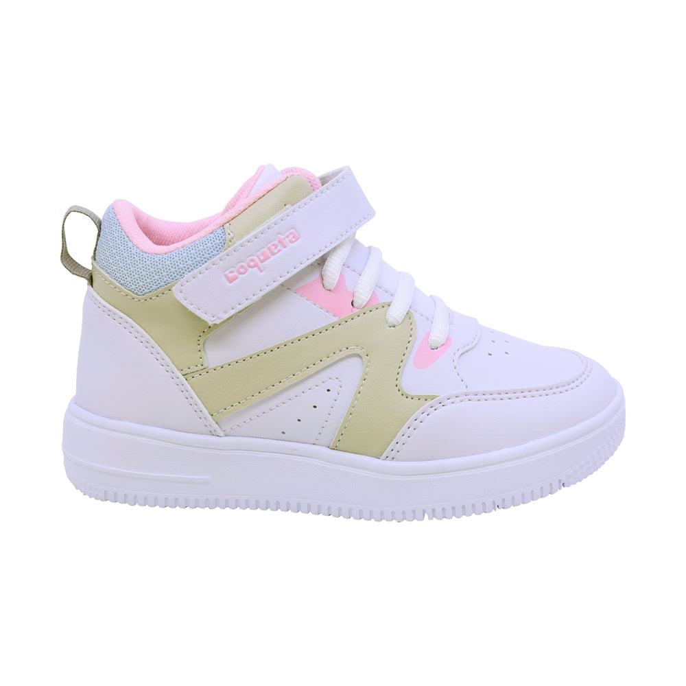 TENIS COQUETA PARA NIÑA DE SINTÉTICO COLOR BLANCO AF1 CON TIRA DE CONTACTO