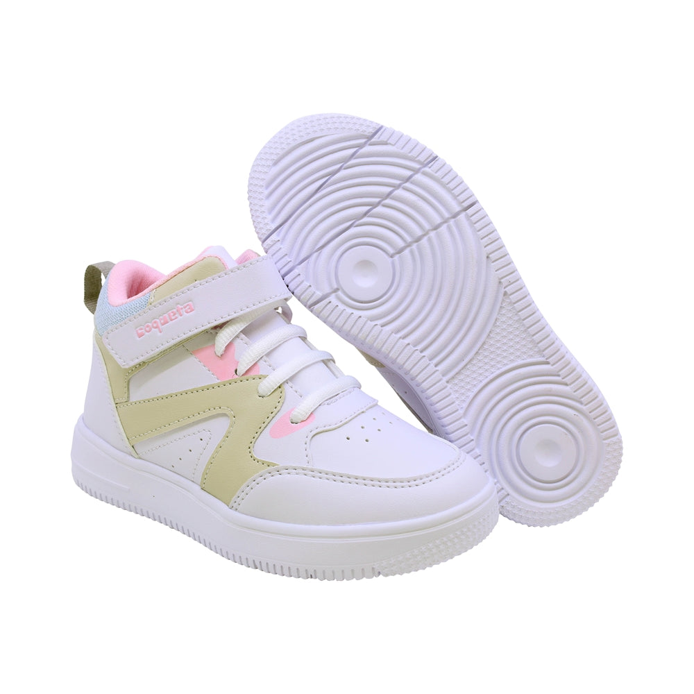 TENIS COQUETA PARA NIÑA DE SINTÉTICO COLOR BLANCO AF1 CON TIRA DE CONTACTO