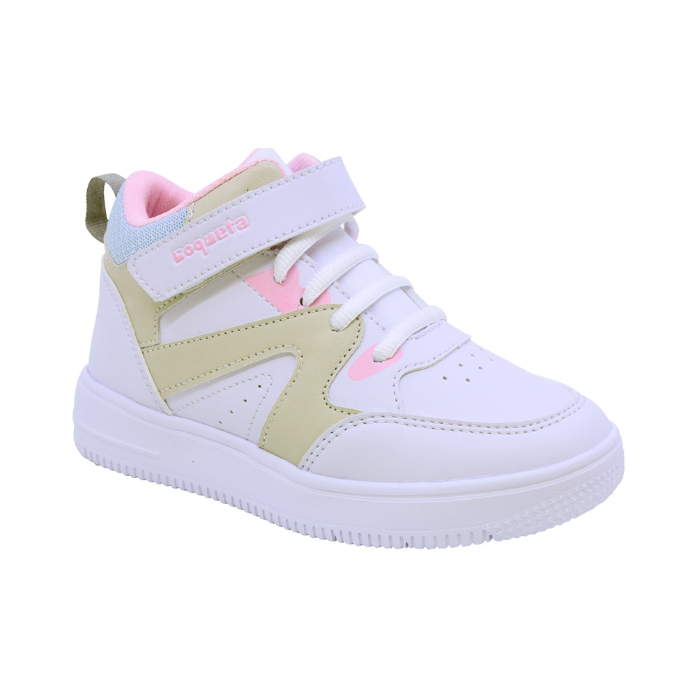 TENIS COQUETA PARA NIÑA DE SINTÉTICO COLOR BLANCO AF1 CON TIRA DE CONTACTO