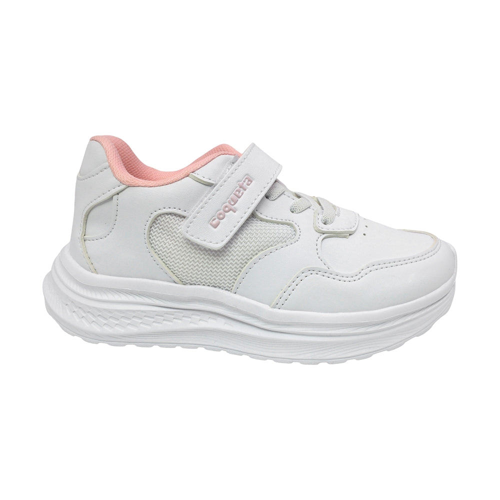 TENIS COQUETA PARA NIÑA SINTÉTICO BLANCO CHICAGO CON TIRA DE CONTACTO