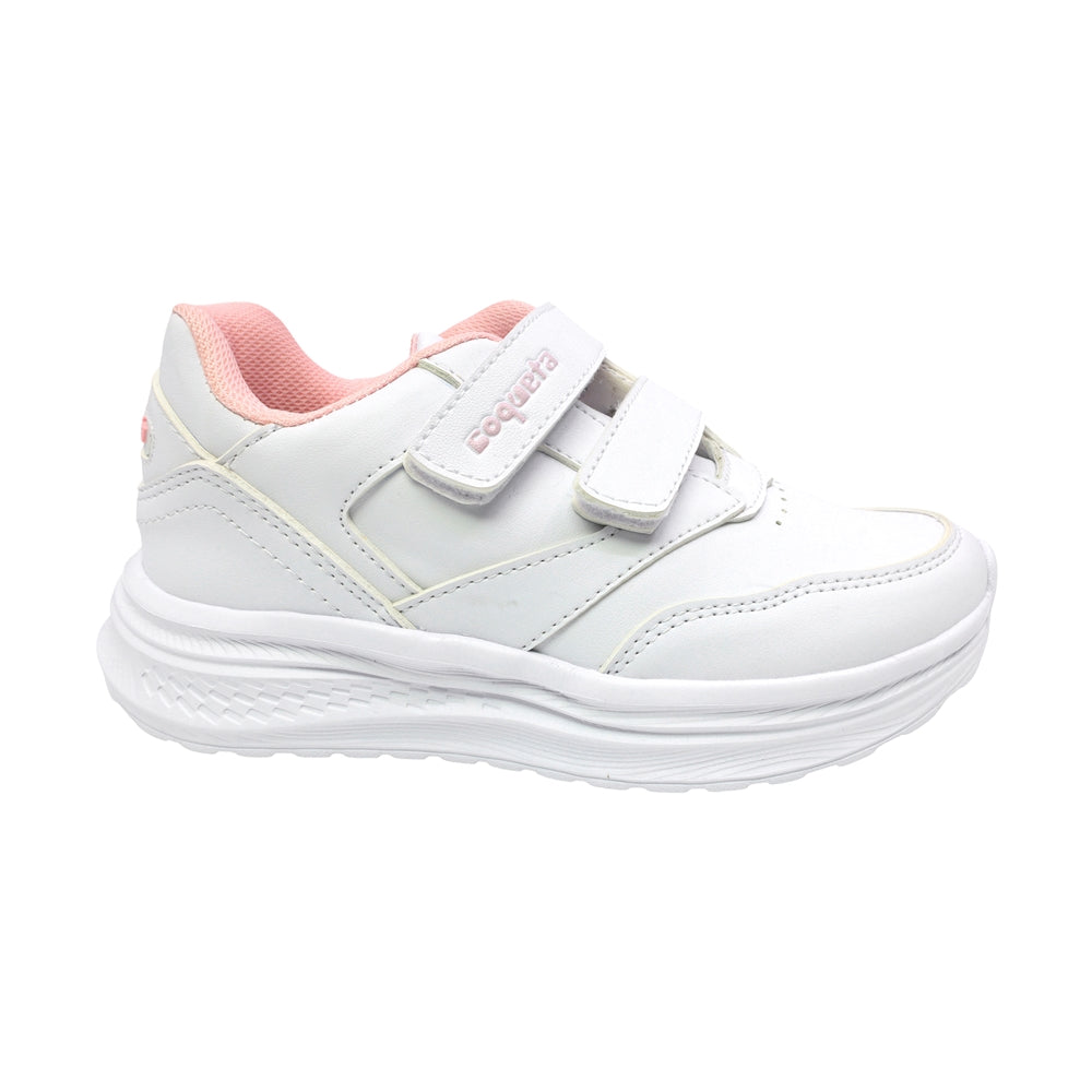 TENIS COQUETA PARA NIÑA SINTÉTICO BLANCO CHICAGO CON DOBLE TIRA DE CONTACTO