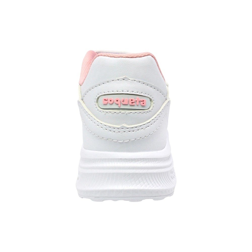 TENIS COQUETA PARA NIÑA SINTÉTICO BLANCO CHICAGO CON DOBLE TIRA DE CONTACTO