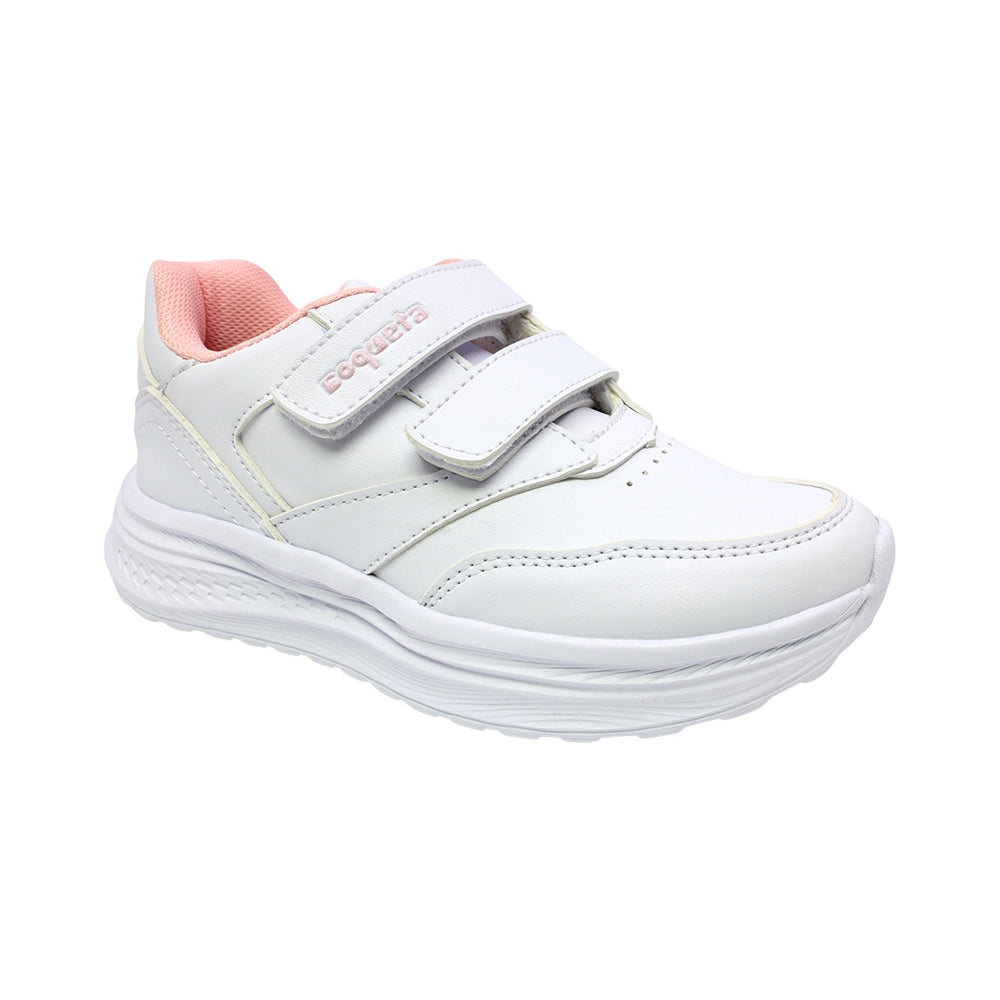 TENIS COQUETA PARA NIÑA SINTÉTICO BLANCO CHICAGO CON DOBLE TIRA DE CONTACTO