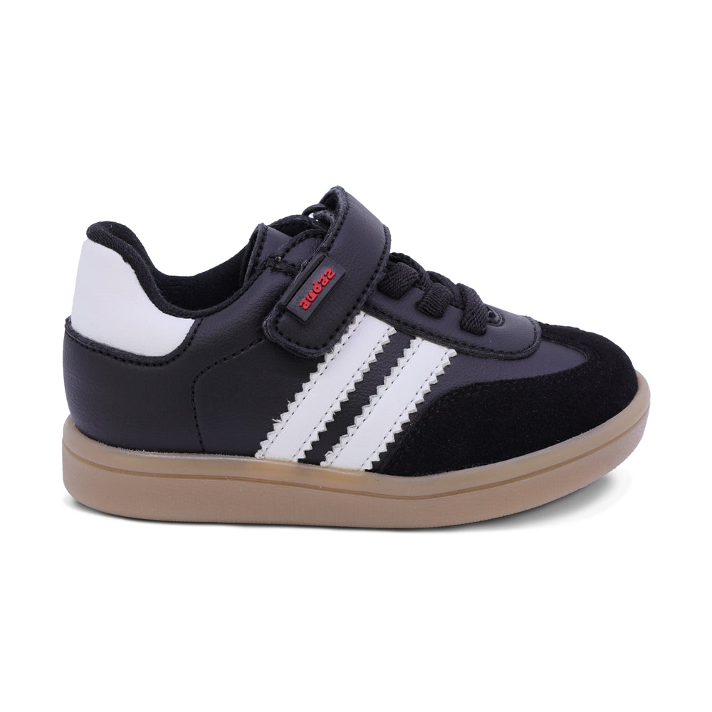 TENIS AUDAZ PARA NIÑO DE SINTÉTICO COLOR NEGRO SMITH CON FRANJAS BLANCAS