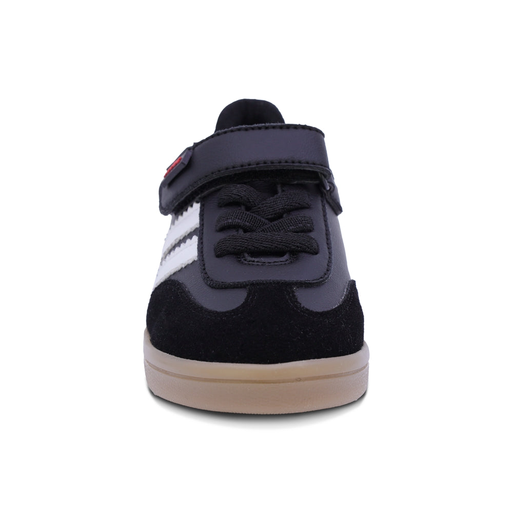 TENIS AUDAZ PARA NIÑO DE SINTÉTICO COLOR NEGRO SMITH CON FRANJAS BLANCAS