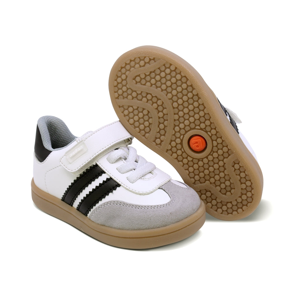 TENIS AUDAZ PARA NIÑO DE SINTÉTICO COLOR BLANCO SMITH CON FRANJAS NEGRAS