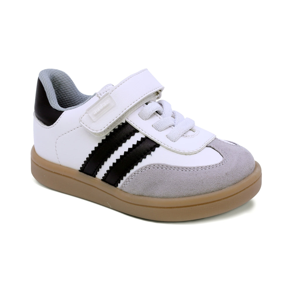 TENIS AUDAZ PARA NIÑO DE SINTÉTICO COLOR BLANCO SMITH CON FRANJAS NEGRAS