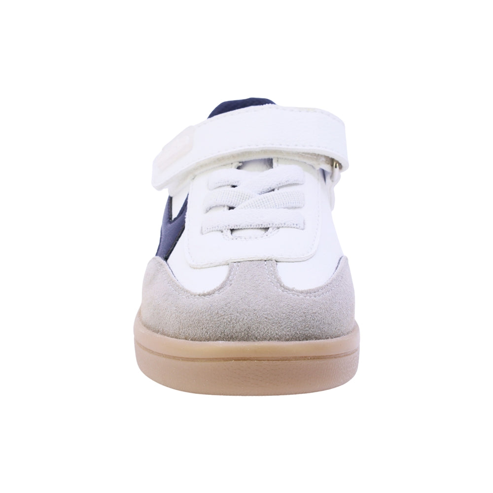 TENIS AUDAZ PARA NIÑO EN SINTÉTICO COLOR BLANCO AZUL SMITH CON AGUJETA Y TIRA DE CONTACTO