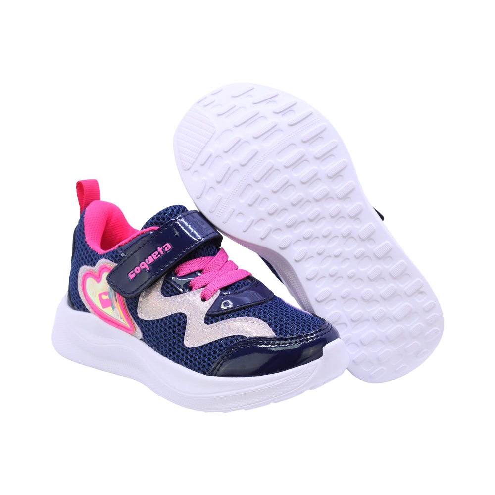 TENIS COQUETA PARA NIÑA COLOR AZUL FIUSHA DE SINTÉTICO PATY CON AGUJETA ELÁSTICA