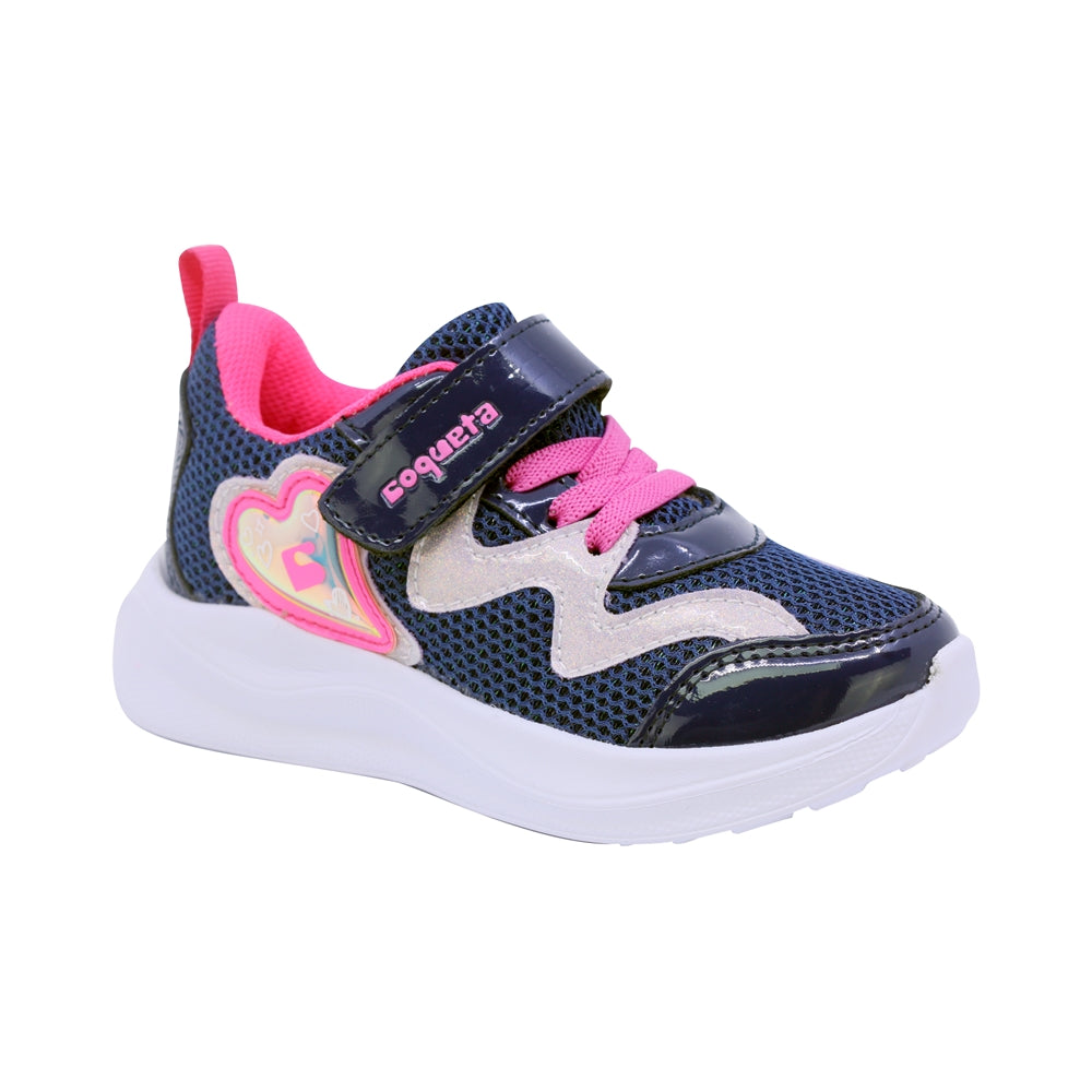 TENIS COQUETA PARA NIÑA COLOR AZUL FIUSHA DE SINTÉTICO PATY CON AGUJETA ELÁSTICA