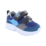 Tenis Audaz para niño en sintético azul Waffle con doble tira de contacto