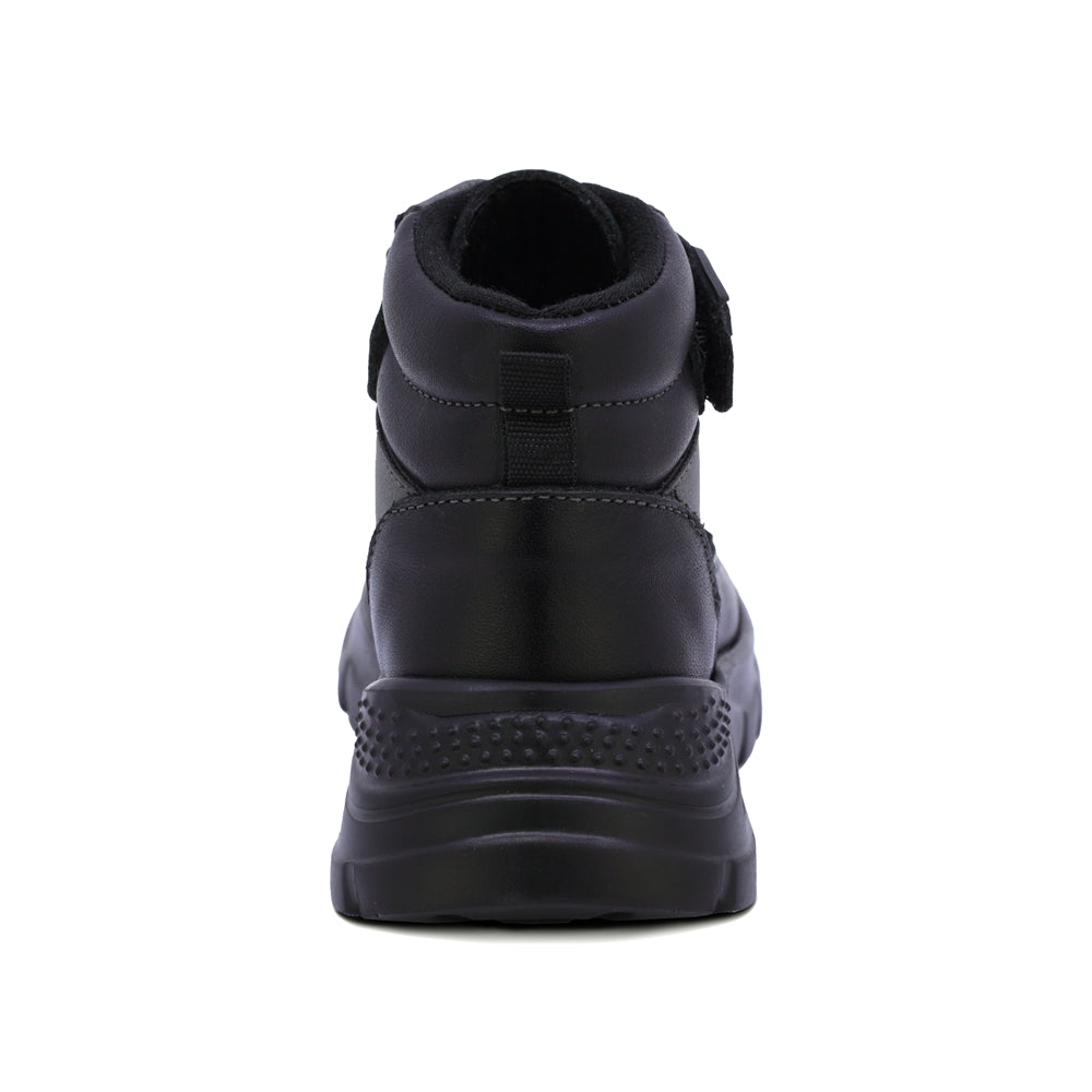 BOTA AUDAZ PARA NIÑO DE PIEL COLOR NEGRO SUELA NEMO CON TIRA DE CONTACTO