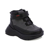 BOTA AUDAZ PARA NIÑO DE PIEL COLOR NEGRO SUELA NEMO CON TIRA DE CONTACTO