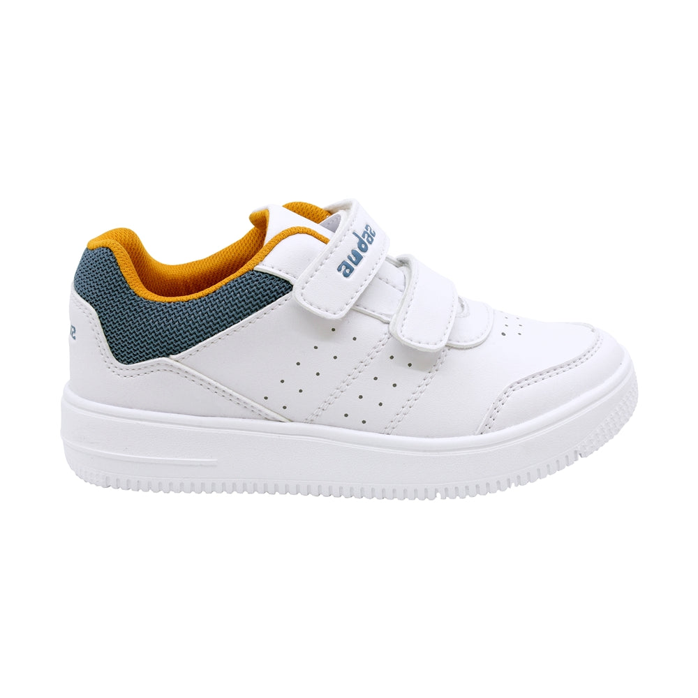 TENIS AUDAZ PARA NIÑO DE SINTÉTICO COLOR BLANCO TACHI CON DOBLE TIRA DE CONTACTO