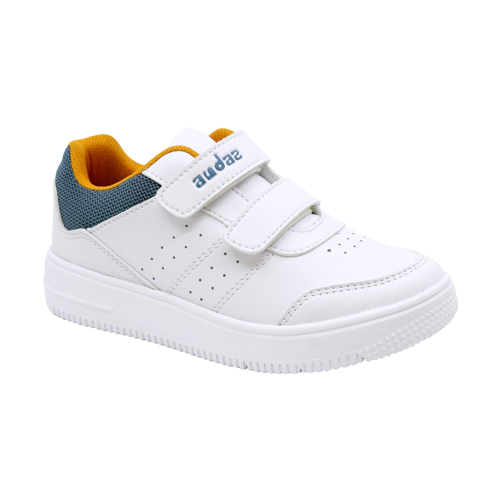 TENIS AUDAZ PARA NIÑO DE SINTÉTICO COLOR BLANCO TACHI CON DOBLE TIRA DE CONTACTO