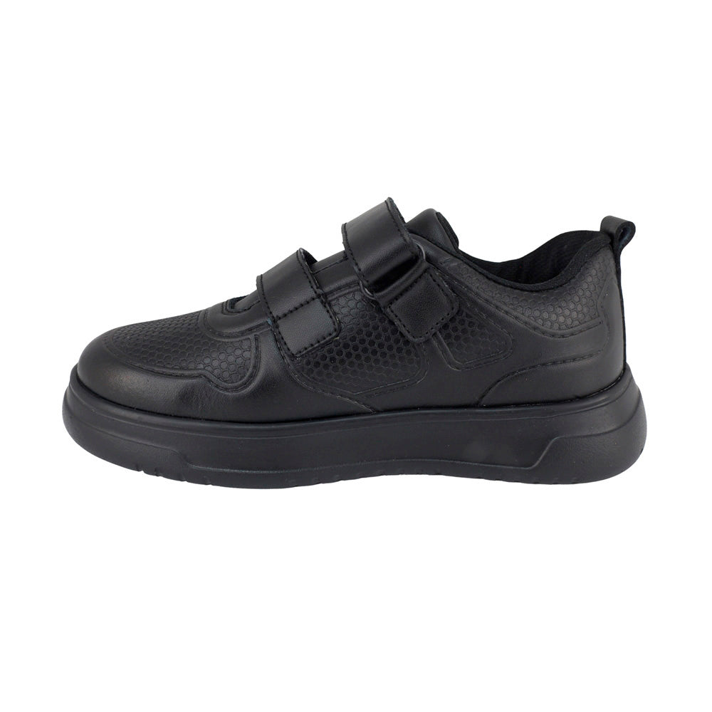 TENIS AUDAZ PARA NIÑO PIEL NEGRO ALFA CON DOBLE TIRA DE CONTACTO