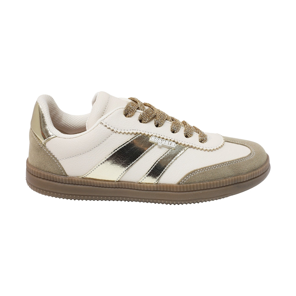 TENIS COQUETA PARA NIÑA EN SINTÉTICO COLOR BEIGE ZUMBA CON AGUJETA