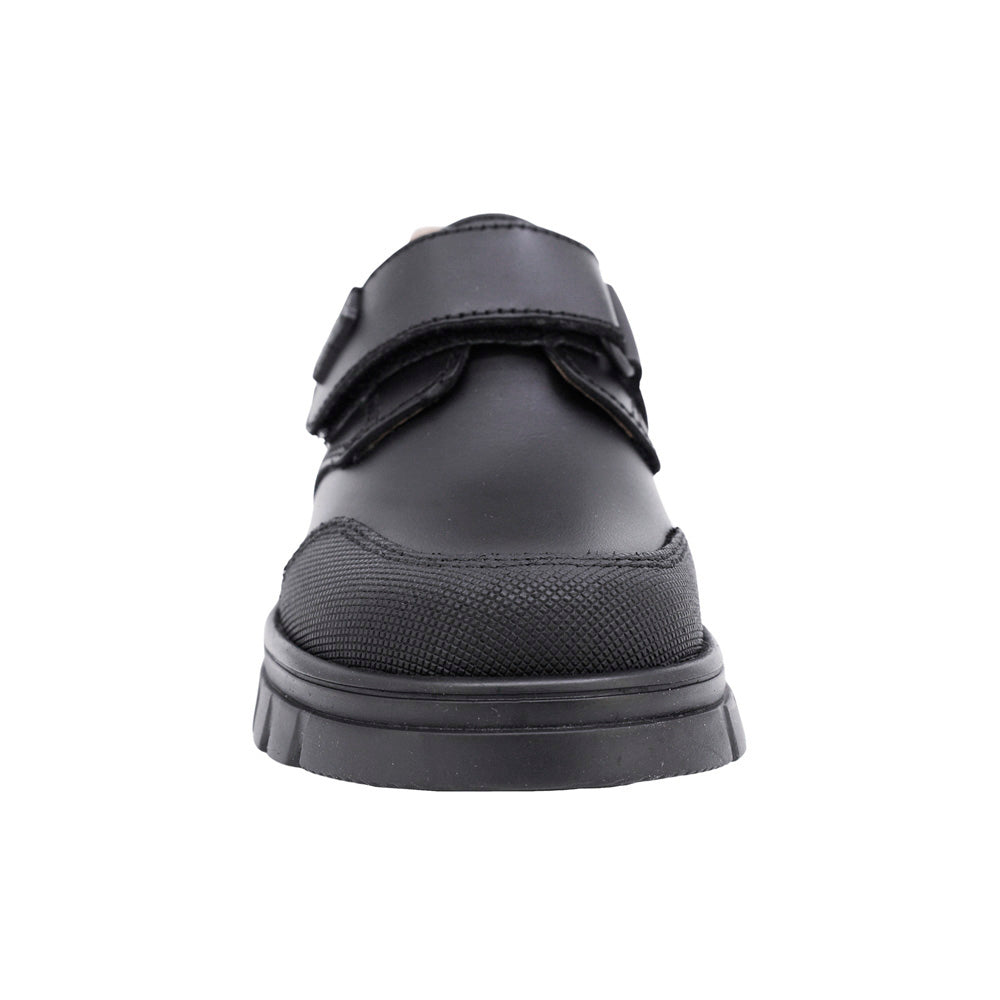 ZAPATO ESCOLAR AUDAZ PARA NIÑO PIEL NEGRO THUNDER CON TIRA DE CONTACTO