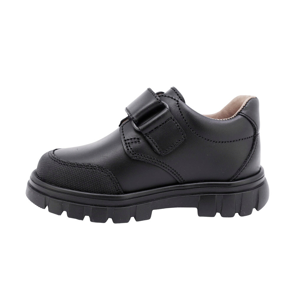 ZAPATO ESCOLAR AUDAZ PARA NIÑO PIEL NEGRO THUNDER CON TIRA DE CONTACTO
