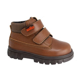 BOTA AUDAZ PARA NIÑO EN PIEL COLOR CAFÉ CLARO THUNDER CON DOBLE TIRA DE CONTACTO