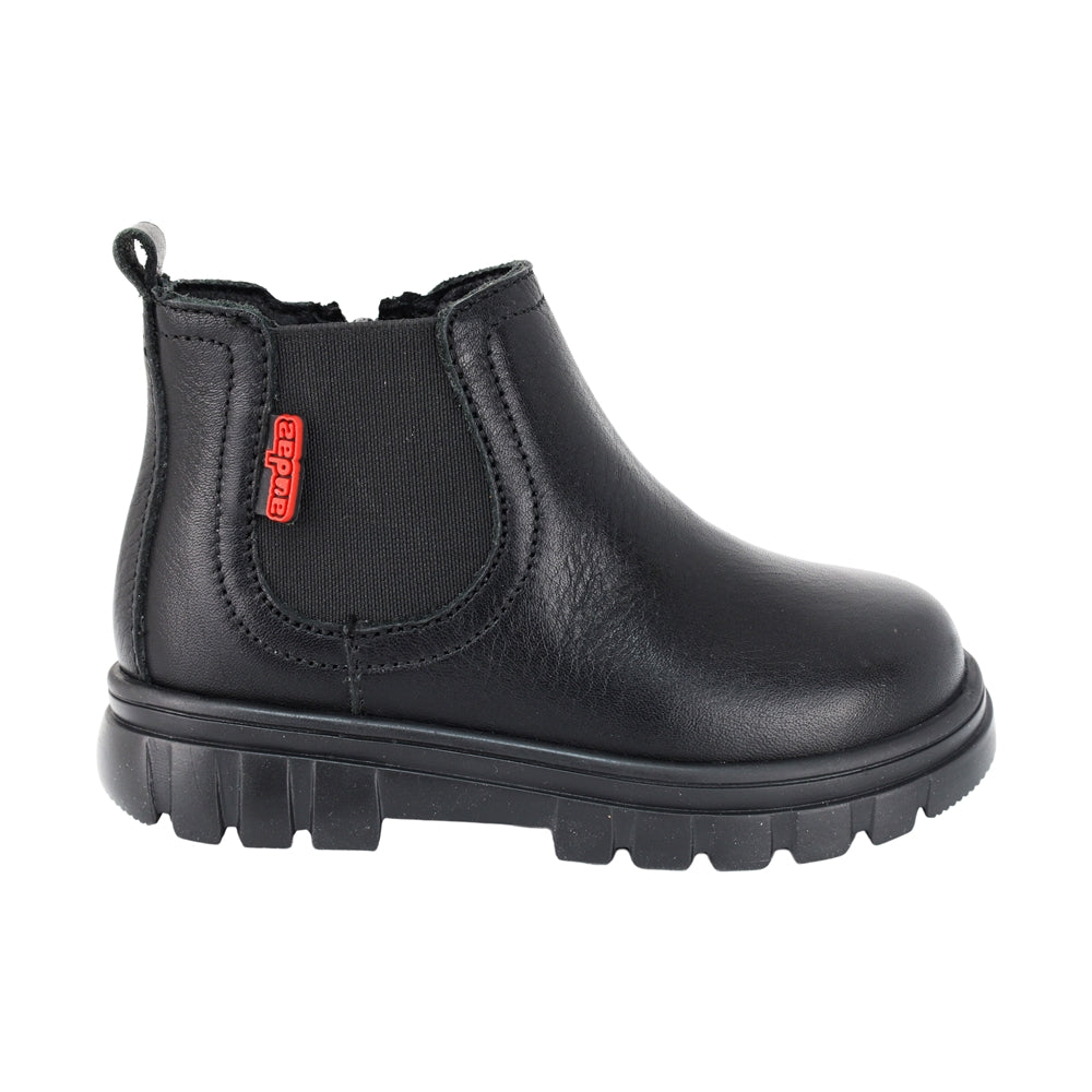 BOTA AUDAZ PARA NIÑO EN PIEL COLOR NEGRO THUNDER CON ELÁSTICO