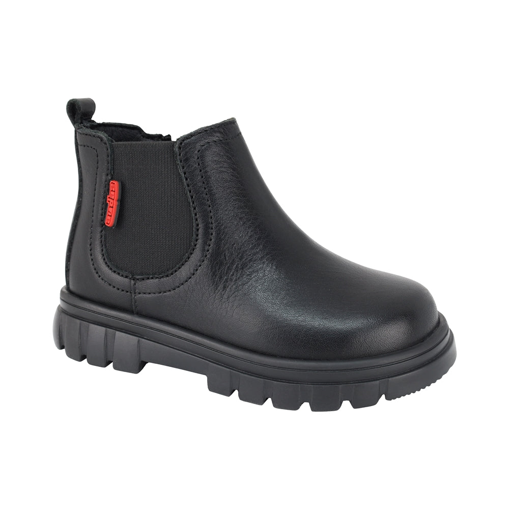 BOTA AUDAZ PARA NIÑO EN PIEL COLOR NEGRO THUNDER CON ELÁSTICO