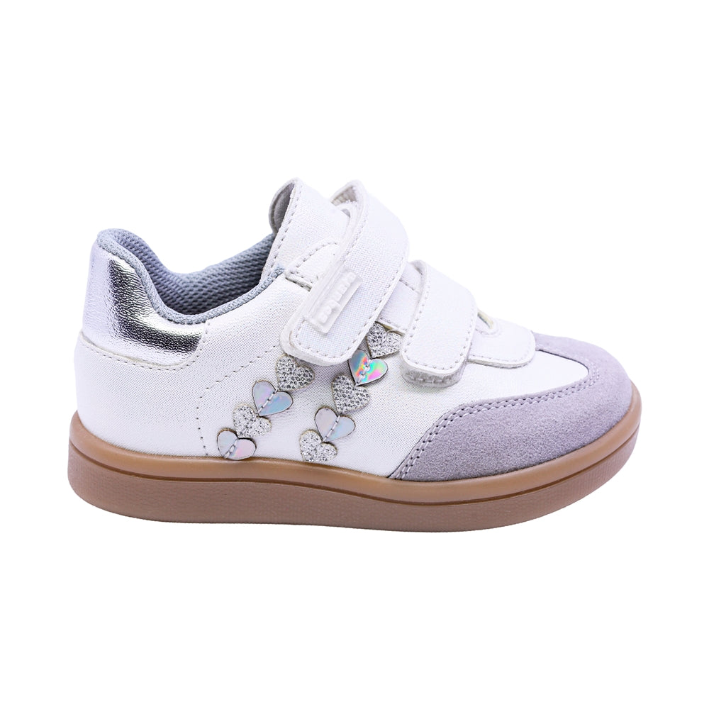 TENIS COQUETA PARA NIÑA COLOR PLATA DE SINTÉTICO SMITH CON TIRA DE CONTACTO
