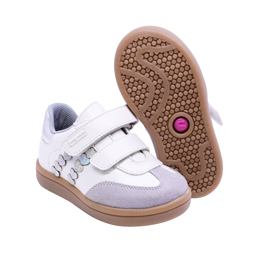 TENIS COQUETA PARA NIÑA COLOR PLATA DE SINTÉTICO SMITH CON TIRA DE CONTACTO
