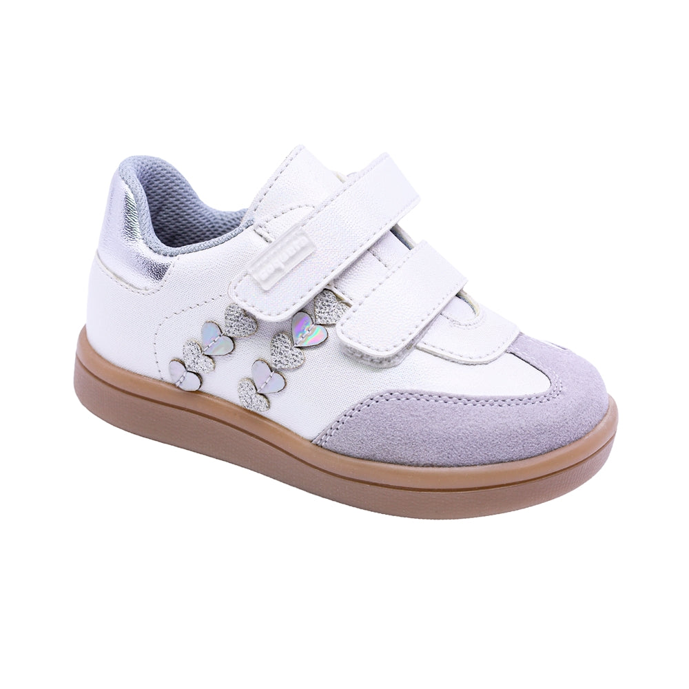 TENIS COQUETA PARA NIÑA COLOR PLATA DE SINTÉTICO SMITH CON TIRA DE CONTACTO
