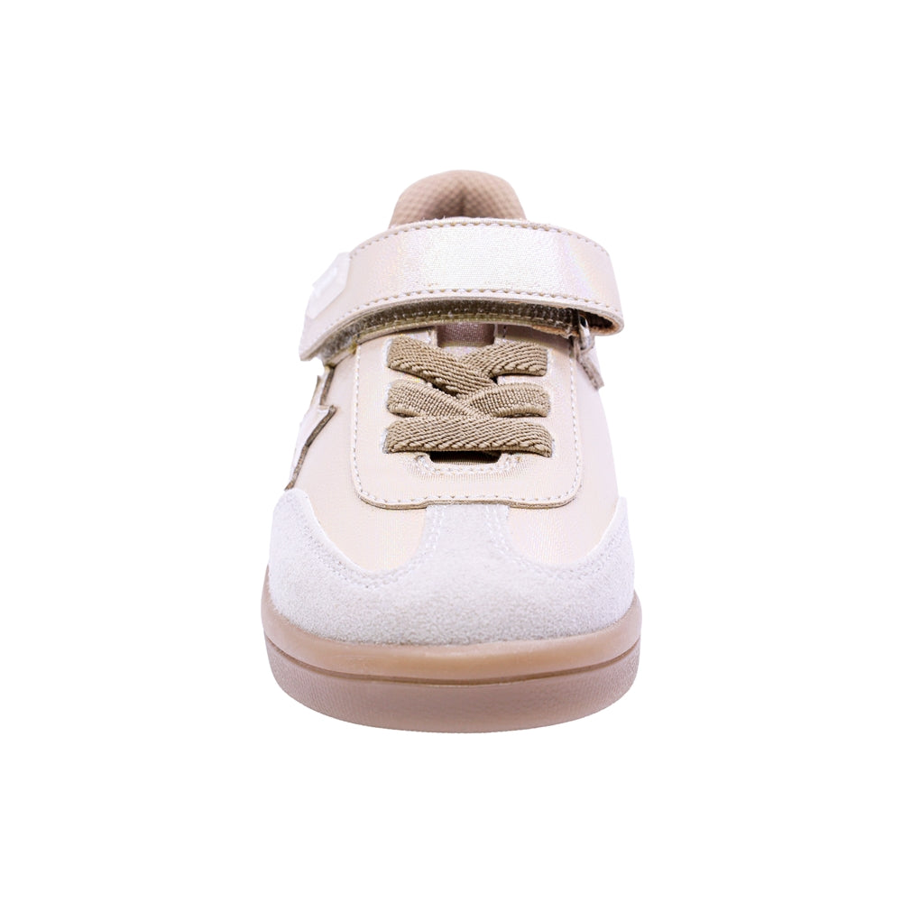TENIS COQUETA PARA NIÑA COLOR ORO DE SINTÉTICO SMITH CON TIRA DE CONTACTO