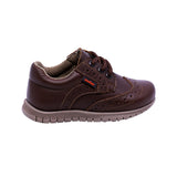 ZAPATO AUDAZ PARA NIÑO COLOR CAFÉ DE PIEL CLICK CON AGUJETA