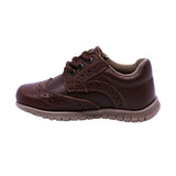 ZAPATO AUDAZ PARA NIÑO COLOR CAFÉ DE PIEL CLICK CON AGUJETA