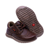 ZAPATO AUDAZ PARA NIÑO COLOR CAFÉ DE PIEL CLICK CON AGUJETA