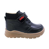 BOTA AUDAZ PARA NIÑO EN PIEL COLOR NEGRO TOKIO CON AGUJETA Y TIRA DE CONTACTO