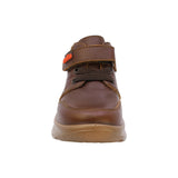 BOTA AUDAZ PARA NIÑO EN PIEL COLOR CAFÉ TOKIO CON AGUJETA Y TIRA DE CONTACTO