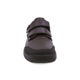 Zapato escolar Audaz de piel color café Tadeo con doble tira de contacto