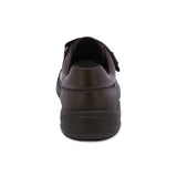 Zapato escolar Audaz de piel color café Tadeo con doble tira de contacto